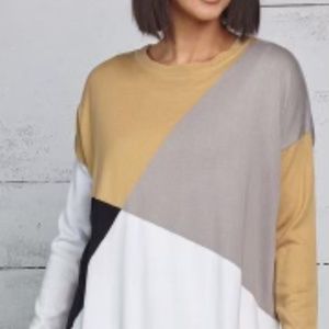 PLANET by Lauren G Crewneck Sweater in Peanut, Ash, White and Black, 1 size